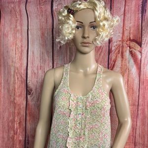 Fun and Flirt Frilly Floral Sheer Blouse. NWT